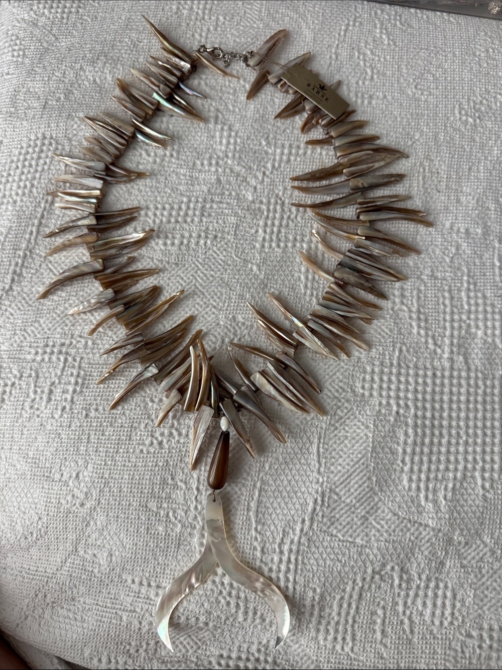 Studio Barse Brown and Cream Mother-of-Pearl Spike Necklace